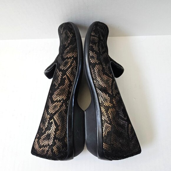 Dansko Shoes Womens 39 / 8.5 9 Olivia Snake Leather Loafers Metallic Bronze - Picture 9 of 13